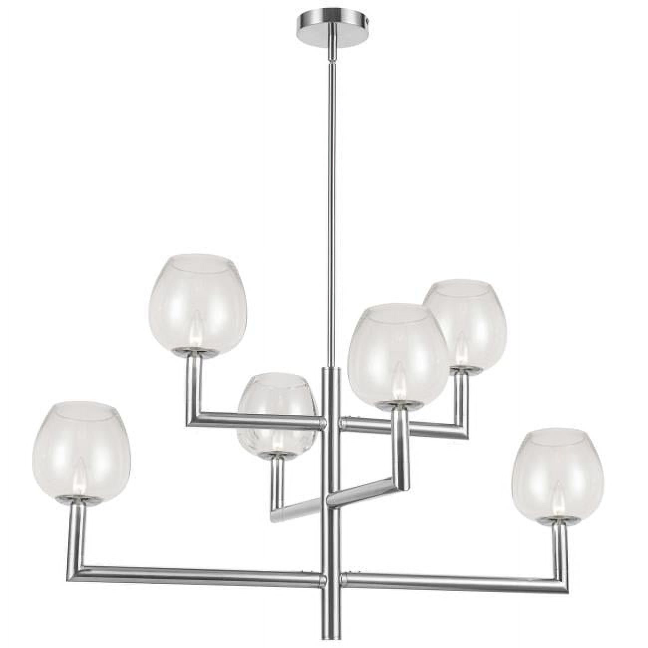 6 Light Incandescent Chandelier with Clear Glass, Polished Chrome -  StarBrite, ST2204073