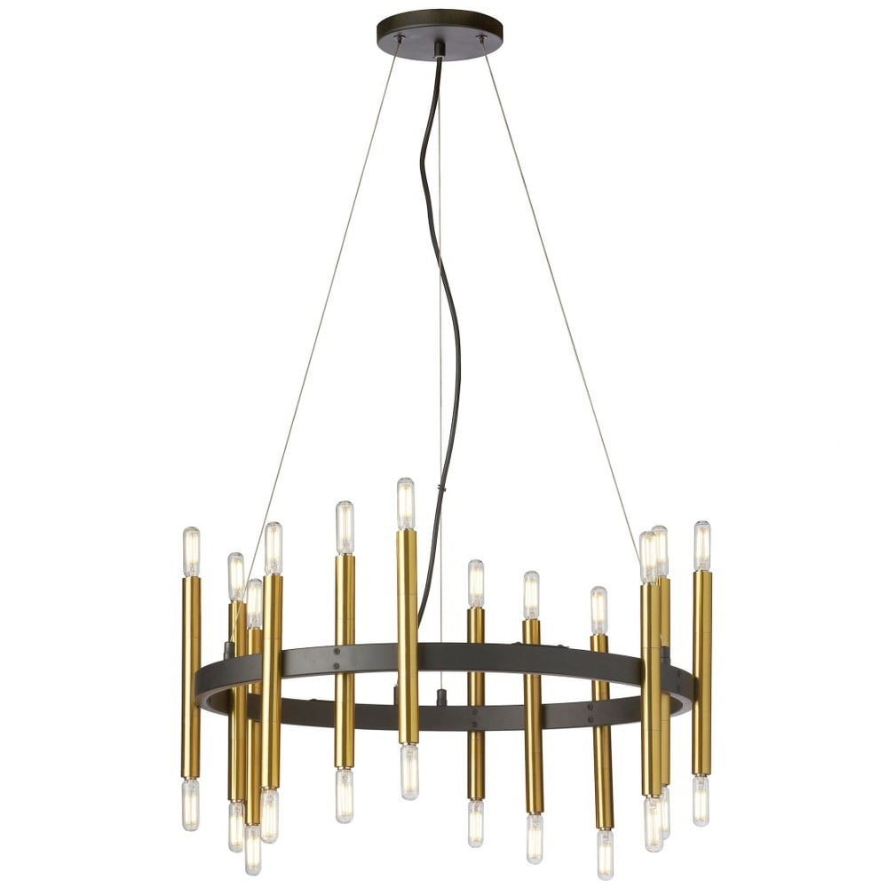 24 Light Incandescent Chandelier, Matte Black & Aged Brass -  StarBrite, ST2936016