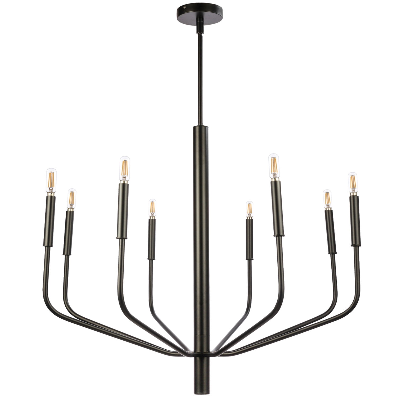 8 Light Incandescent Chandelier, Matte Black -  StarBrite, ST2216974