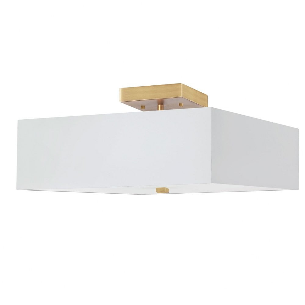 Picture of Dainolite SRN-143SF-AGB-WH 3 Light Incandescent Semi-Flush with White Shade&#44; Aged Brass