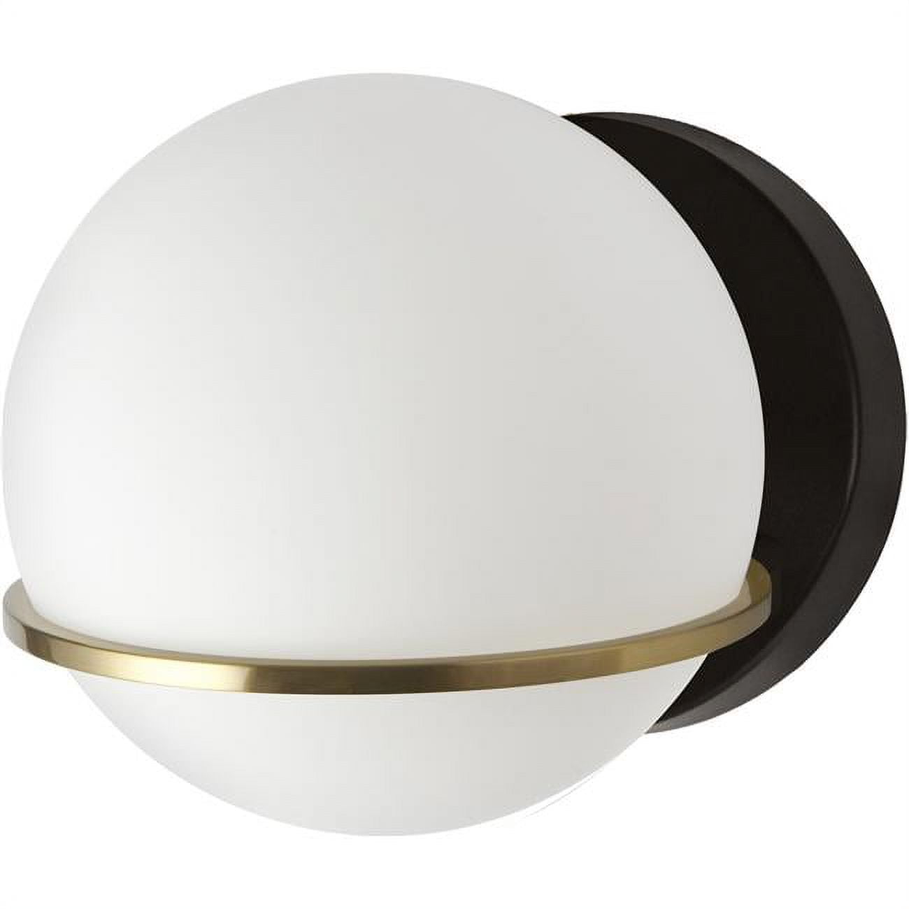 Picture of Dainolite SOF-61W-MB-AGB 1 Light Halogen Wall Sconce&#44; Matte Black & Aged Brass with White Opal Glass