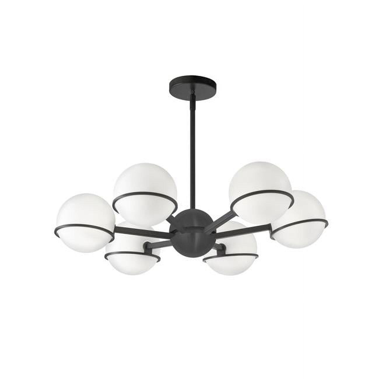 SOF-286C-MB 6 Light Halogen Chandelier with White Opal Glass, Matte Black -  Dainolite