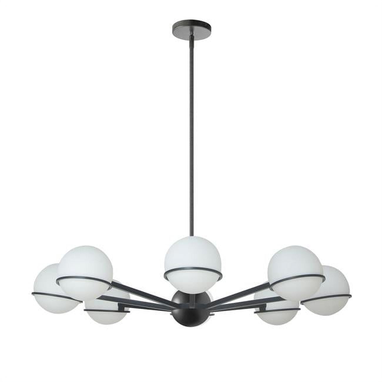 SOF-388C-MB 8 Light Halogen Chandelier with White Opal Glass, Matte Black -  Dainolite