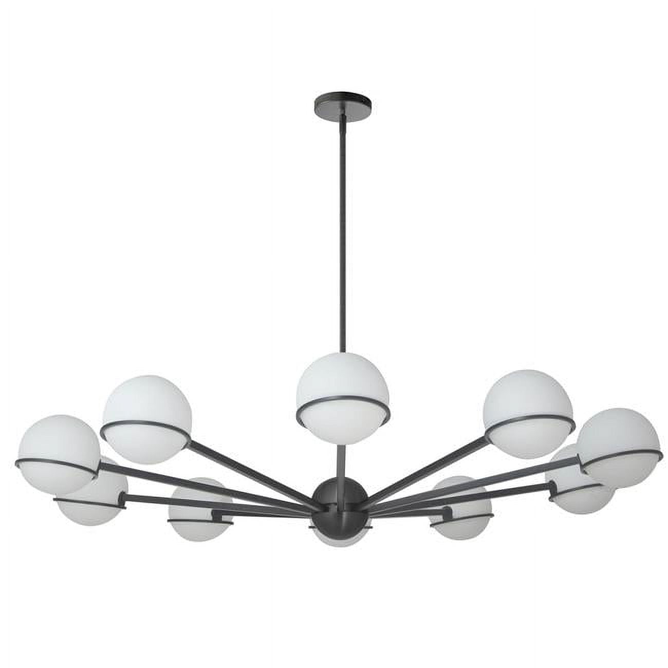 SOF-5010C-MB 10 Light Halogen Chandelier with White Opal Glass, Matte Black -  Dainolite