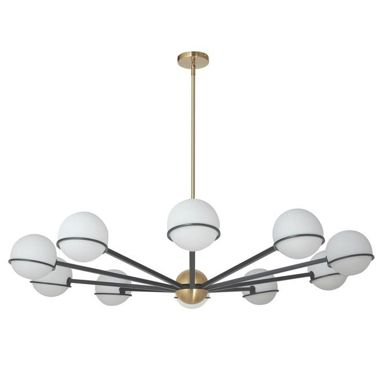 SOF-5010C-MB-AGB 10 Light Halogen Chandelier with White Opal Glass, Matte Black & Aged Brass -  Dainolite