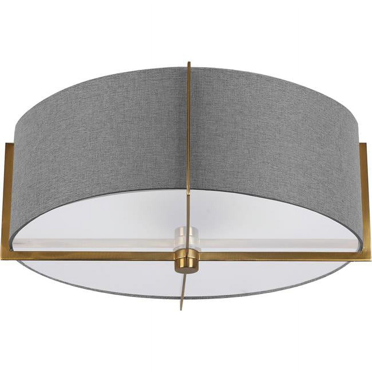 Picture of Dainolite PST-153SF-AGB-GRY 15 in. Preston 3 Light Incandescent Semi-Flush Mount, Aged Brass with Gray Shade