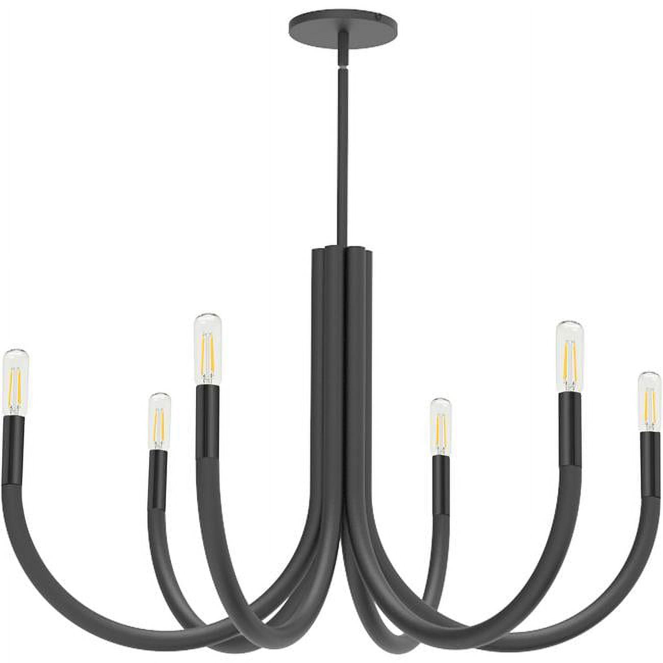 28 in. Wand 6 Light Incandescent Chandelier, Matte Black -  StarBrite, ST4412729