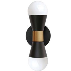 Picture of Dainolite FOR-72W-MB-AGB 2 Light Incandescent Wall Sconce&#44; Matte Black & Aged Brass