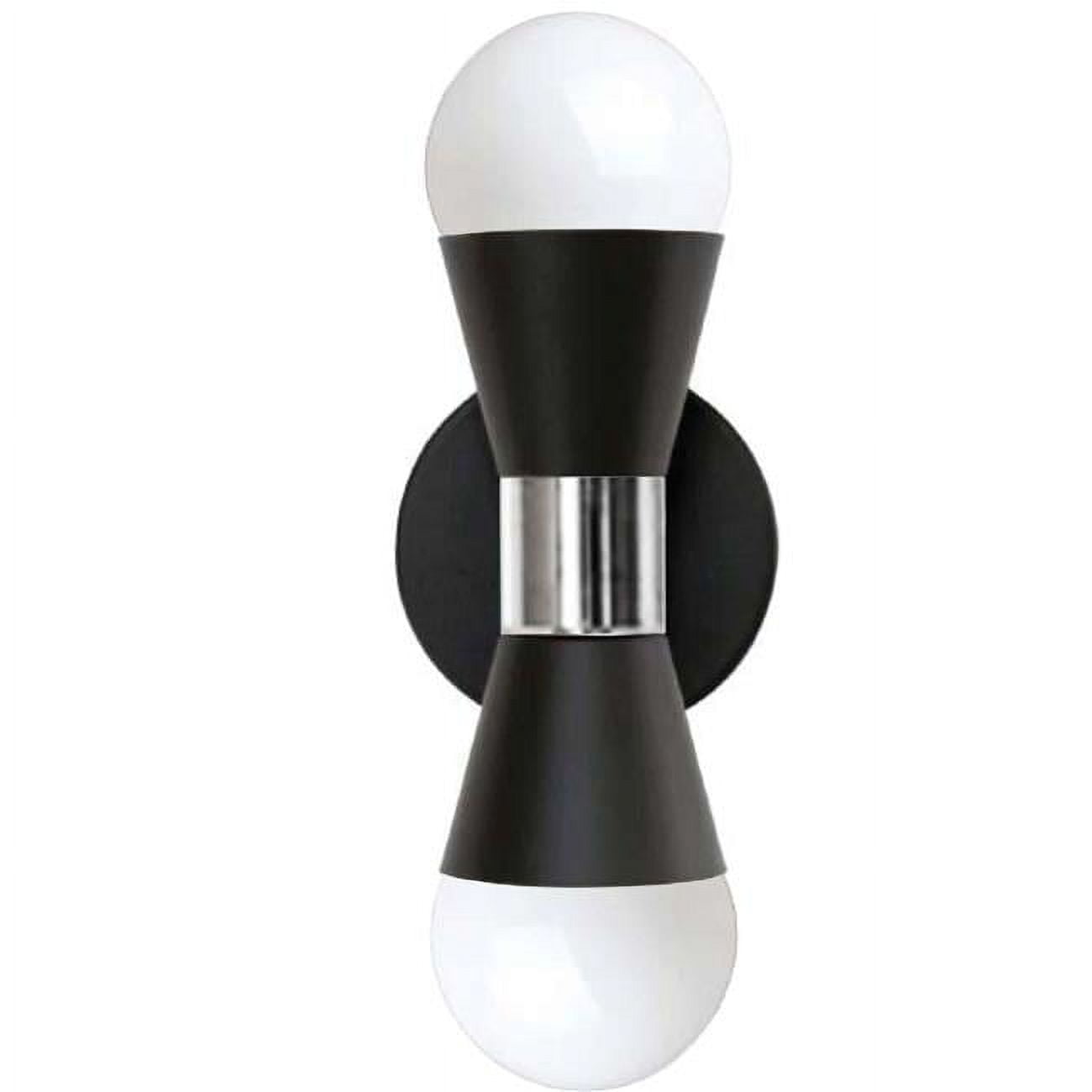 Picture of Dainolite FOR-72W-MB-PC 2 Light Incandescent Wall Sconce&#44; Matte Black & Polished Chrome