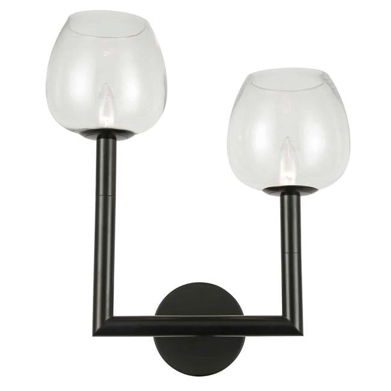 Picture of Dainolite NOR-L-112W-MB-CLR 2 Light Incandescent Wall Sconce, Matte Black with Clear Glass