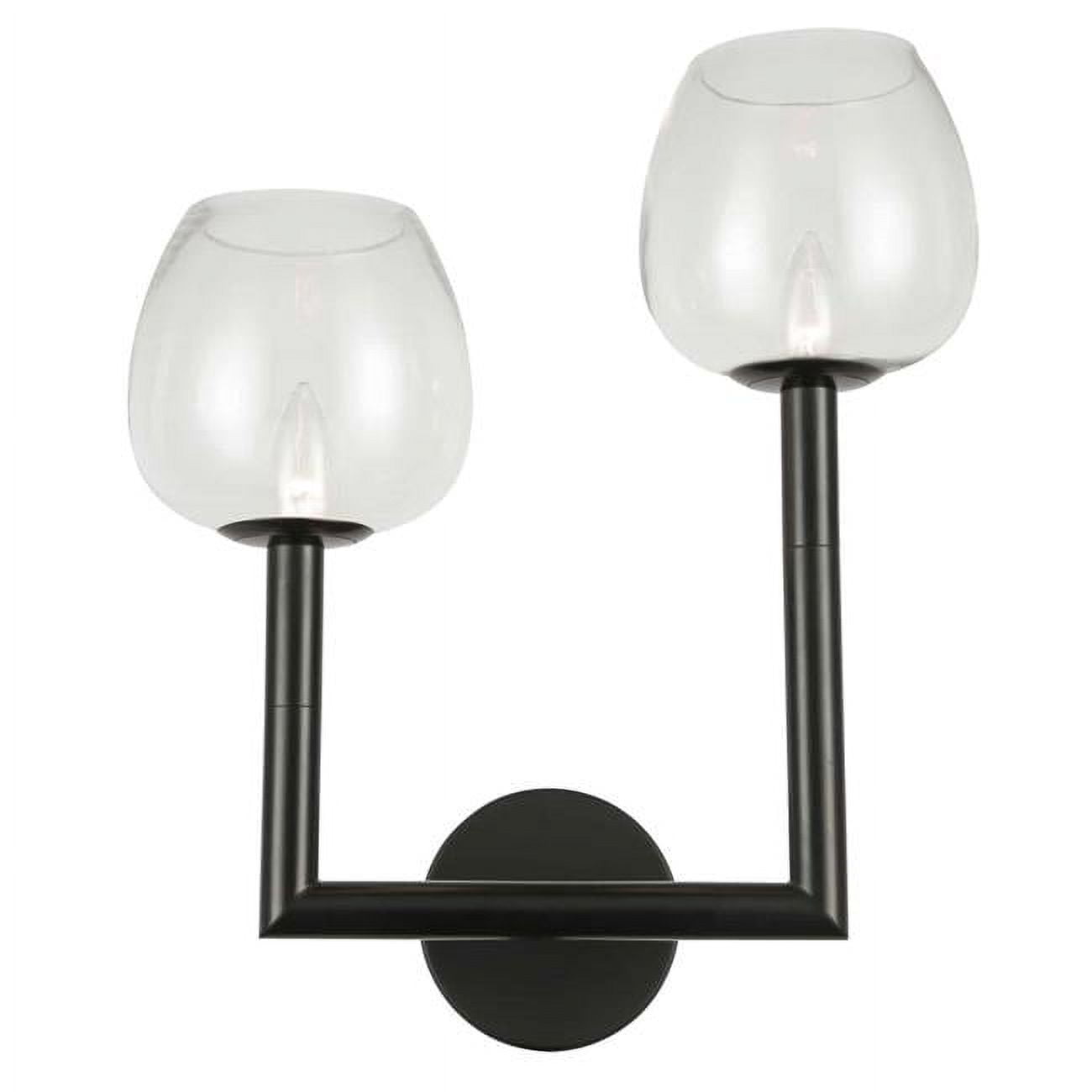 Picture of Dainolite NOR-R-112W-MB-CLR 2 Light Incandescent Wall Sconce&#44; Matte Black with Clear Glass