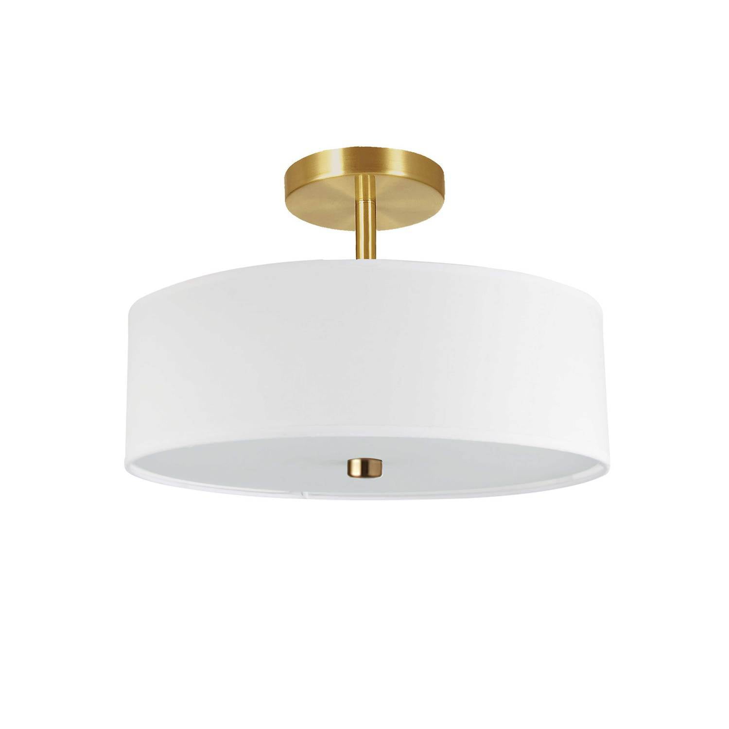 Picture of Dainolite 571-143SF-AGB-WH 3 Light Incandescent Semi-Flush Mount, Aged Brass with White Shade
