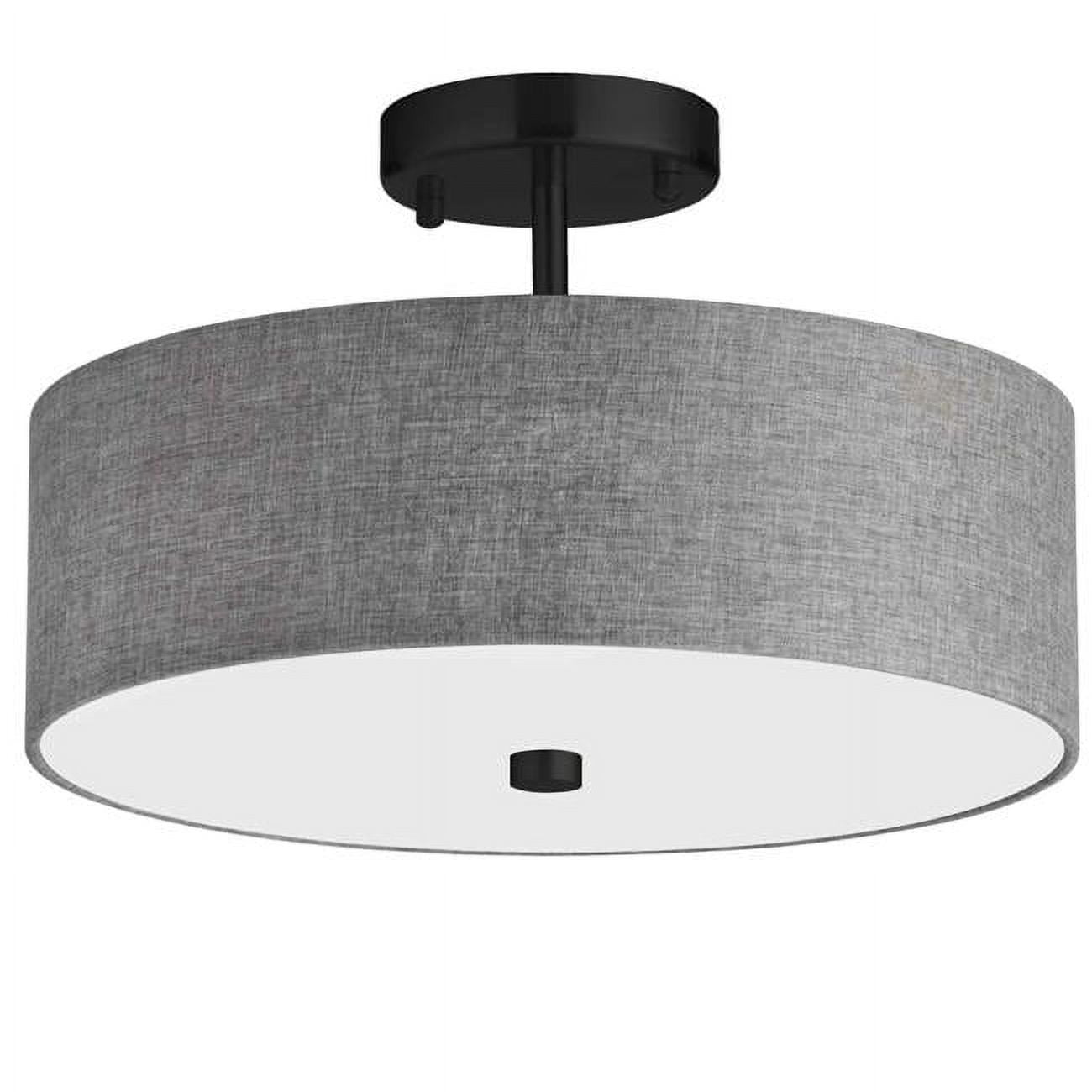 Picture of Dainolite 571-143SF-MB-GRY 3 Light Incandescent Matte Black Semi-Flush Fixture with Grey Shade