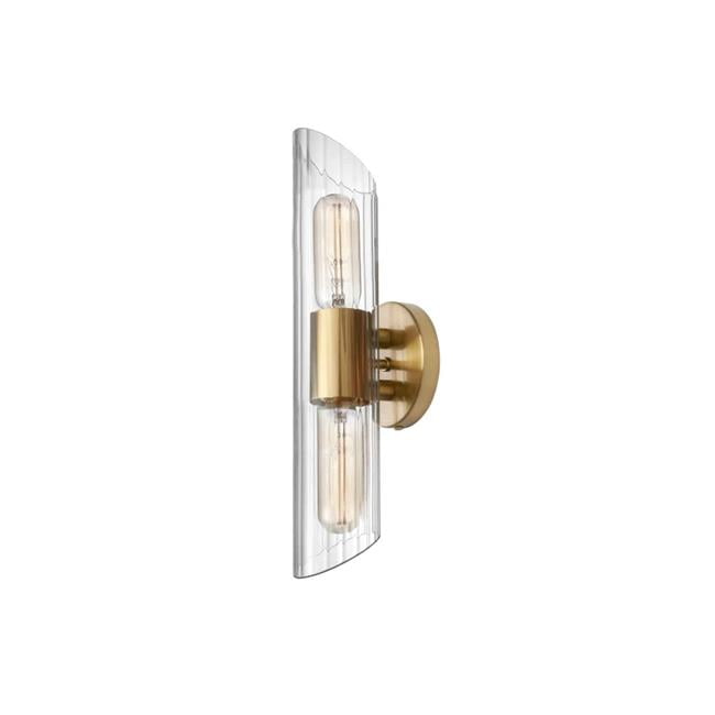 Picture of Dainolite SAM-162W-AGB Aged Brass Vanity 2 Light with Clear Fluted Glass