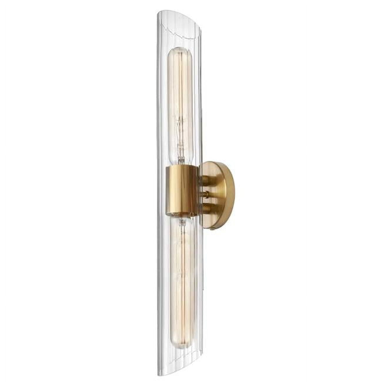 Picture of Dainolite SAM-252W-AGB Aged Brass Vanity 2 Light with Clear Fluted Glass