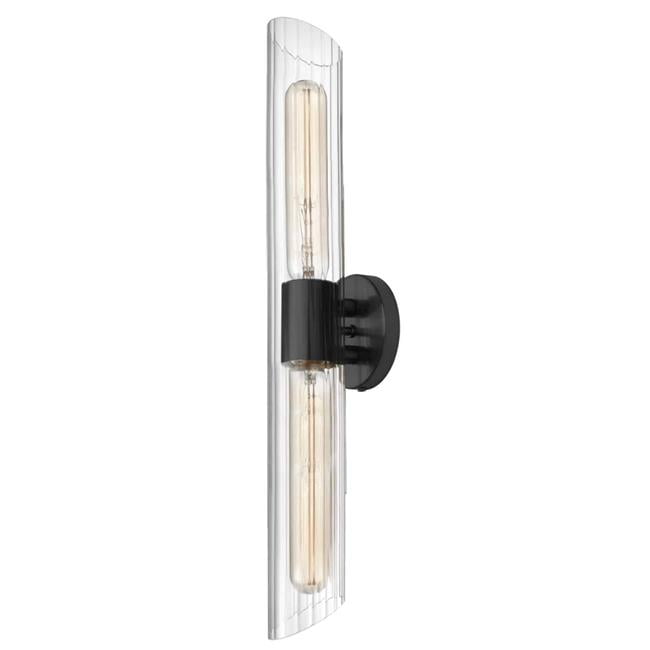 Picture of Dainolite SAM-252W-MB Matte Black Vanity 2 Light with Clear Fluted Glass