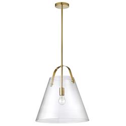 Picture of Dainolite 871-171P-AGB Polly 1 Light Incandescent Pendant, Aged Brass with Clear Glass
