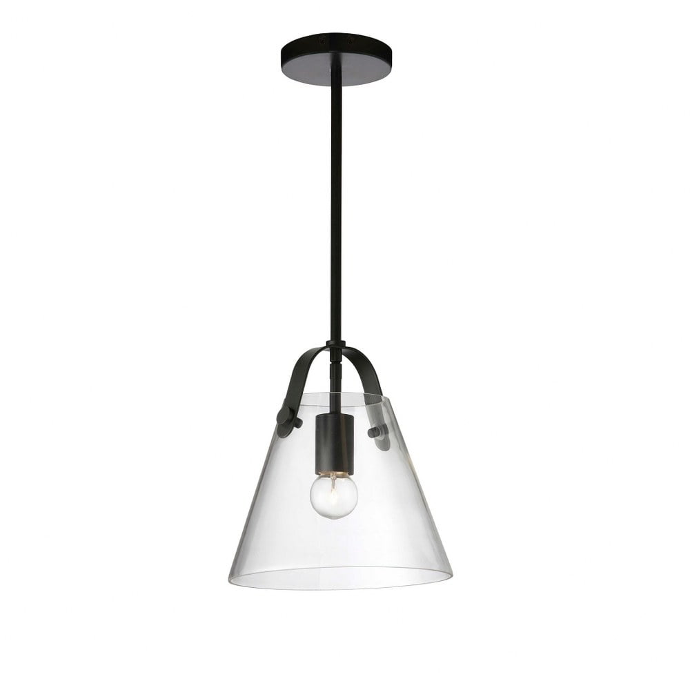 Picture of Dainolite 871-91P-MB Polly 1 Light Incandescent Pendant, Matte Black with Clear Glass