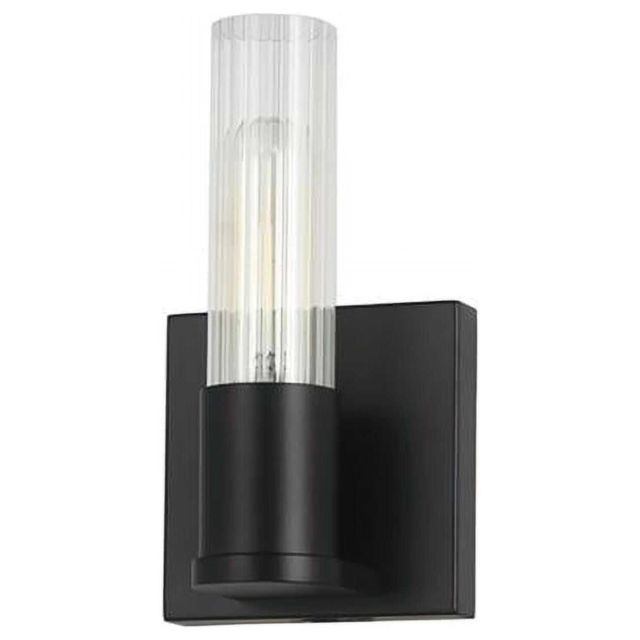 Picture of Dainolite TBE-41W-MB Tube 1 Light Incand Wall Sconce, Matte Black with Clear Fluted Glass