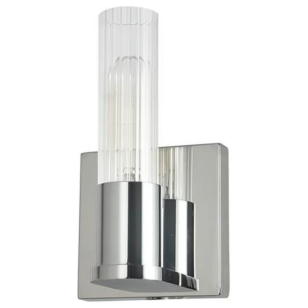 Picture of Dainolite TBE-41W-PC Tube 1 Light Incand Wall Sconce, Polished Chrome with Clear Fluted Glass