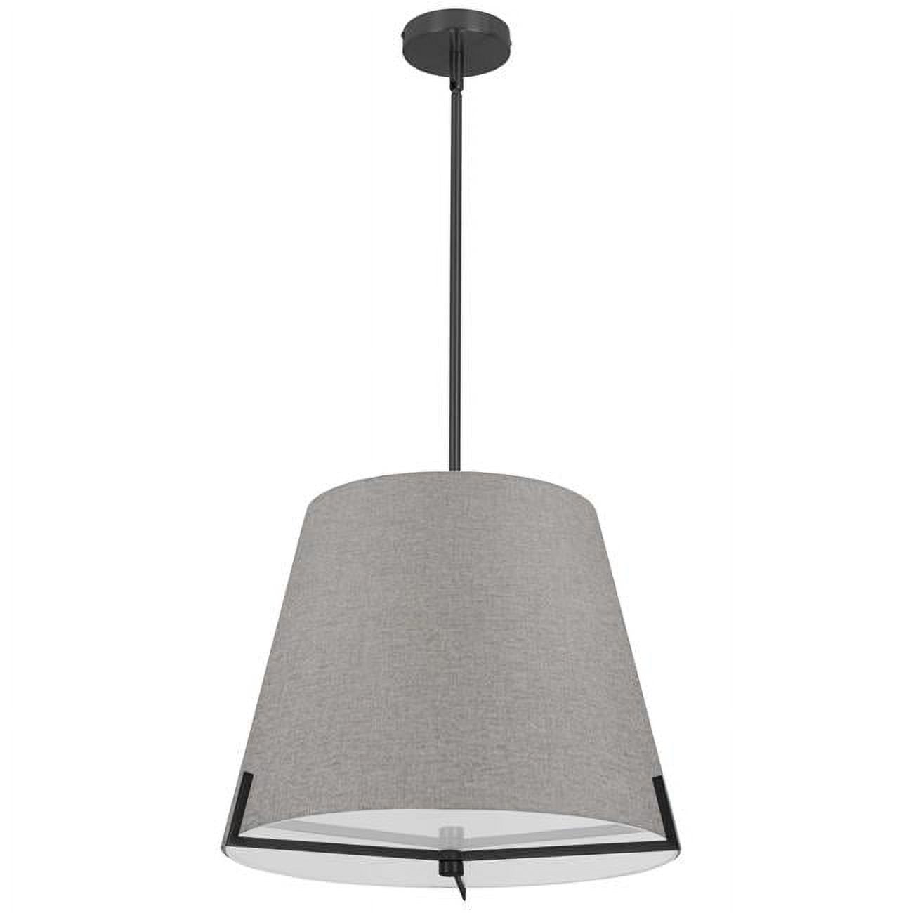 4 Light Incandescent Pendant, Matte Black with Grey Fabric Shade -  StarBrite, ST2942895