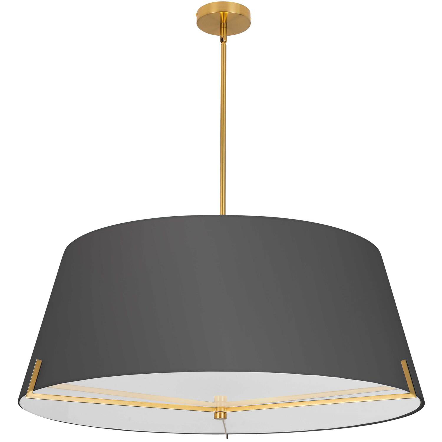 4 Light Incandescent Pendant - Aged Brass with Black Fabric Shade -  StarBrite, ST2942896