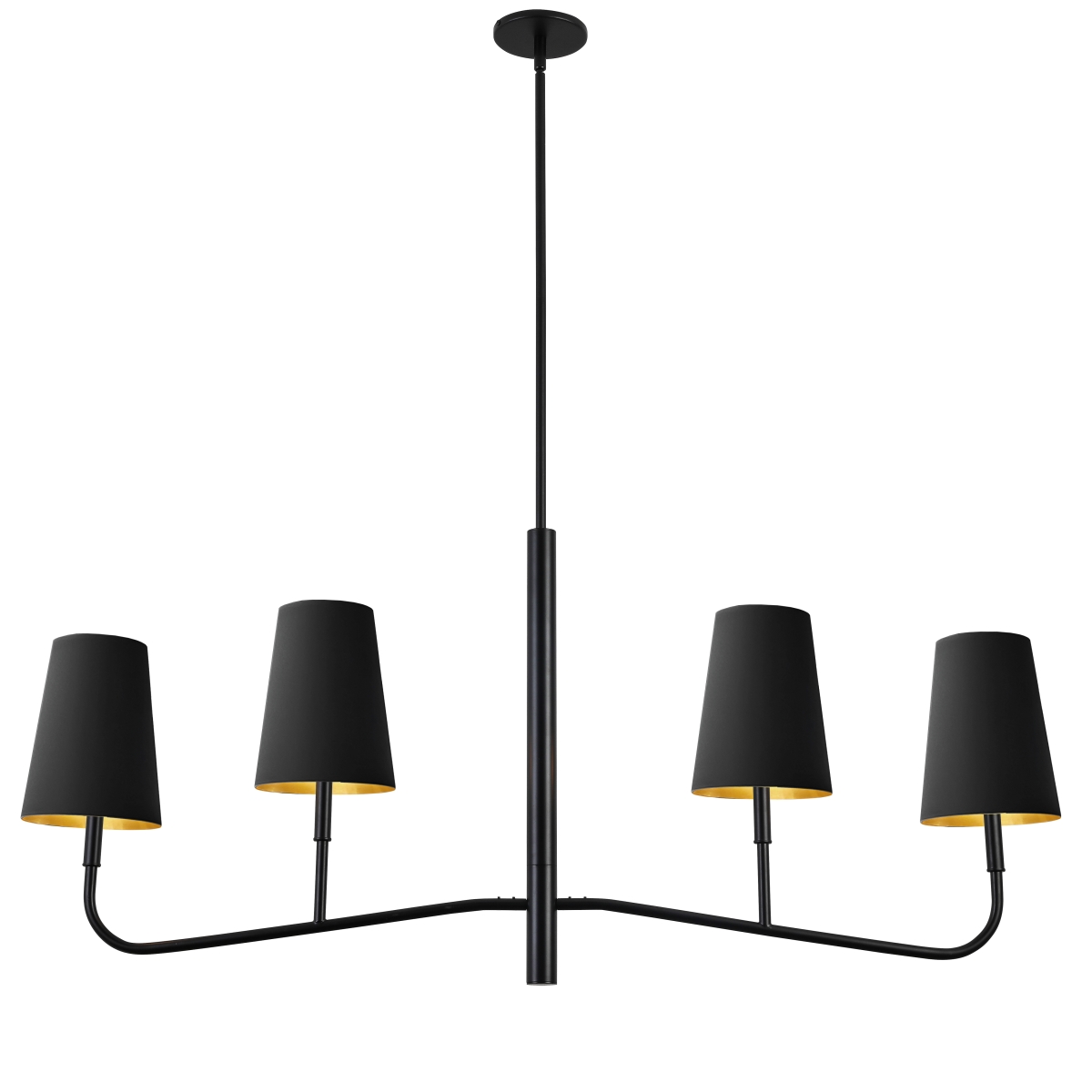 ELN-534HC-MB-698 4 Light Incandescent Horizontal Chandelier, Matte Black with Black Shades -  Dainolite