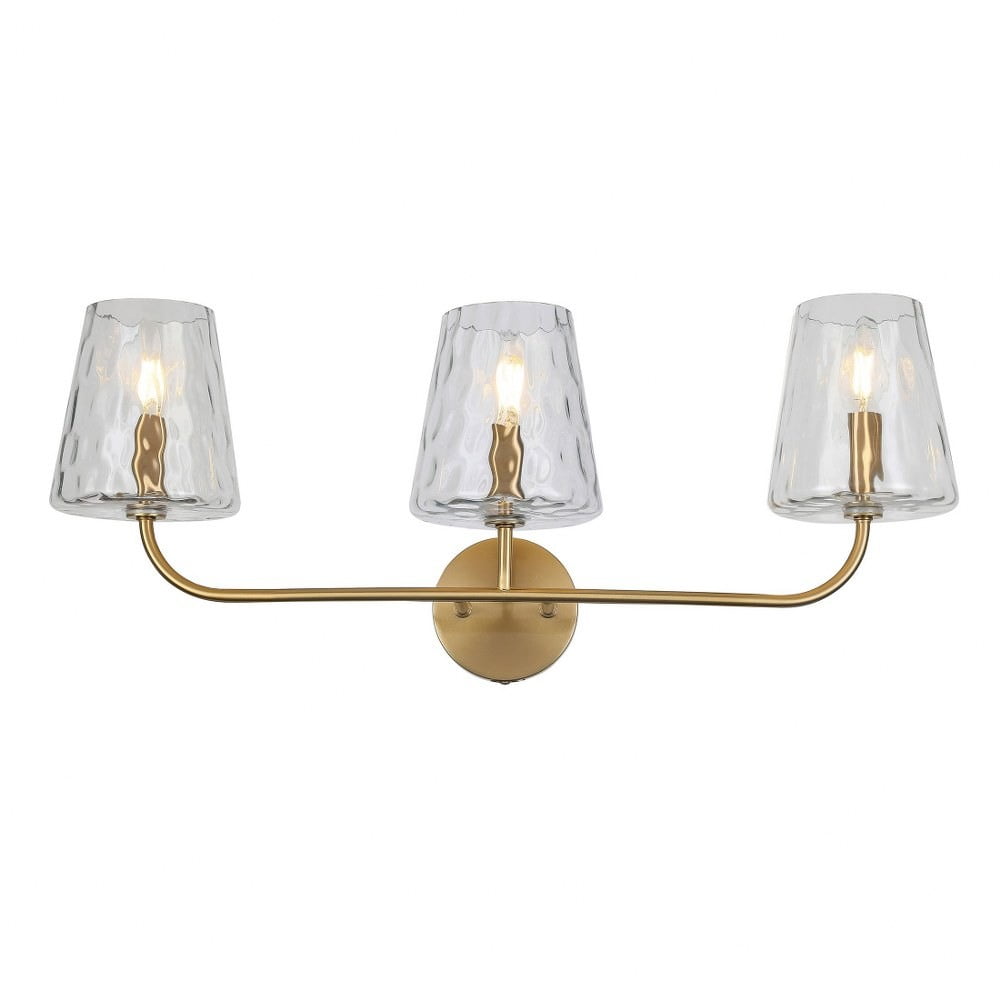 3 Light Incandescent Vanity - Aged Brass with Clear Hammered Glass -  StarBrite, ST2929087