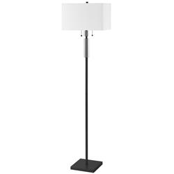 Picture of Dainolite DM231F-MB Decorative 2 Light Incandescent Floor Lamp, Matte Black with White Shade