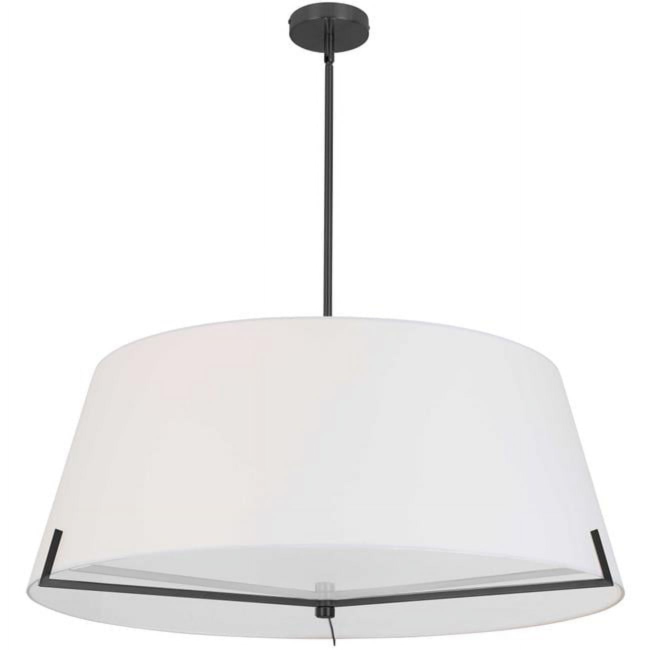 4 Light Incandescent Pendant, Matte Black with White Fabric Shade -  StarBrite, ST2938253