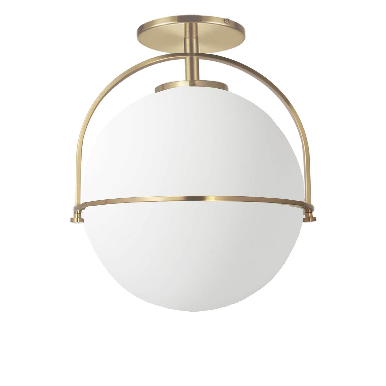 Picture of Dainolite PAO-121SF-AGB 1 Light Incandescent Semi-Flush Mount, Aged Brass with White Opal Glass