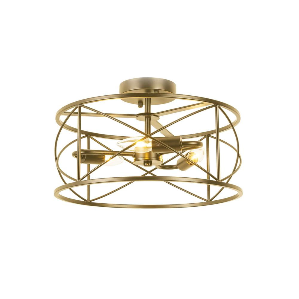 Picture of Dainolite CLH-153FH-AGB 15 in. 180W 3 Light Incandescent Calah Semi-Flush Mount&#44; Aged Brass