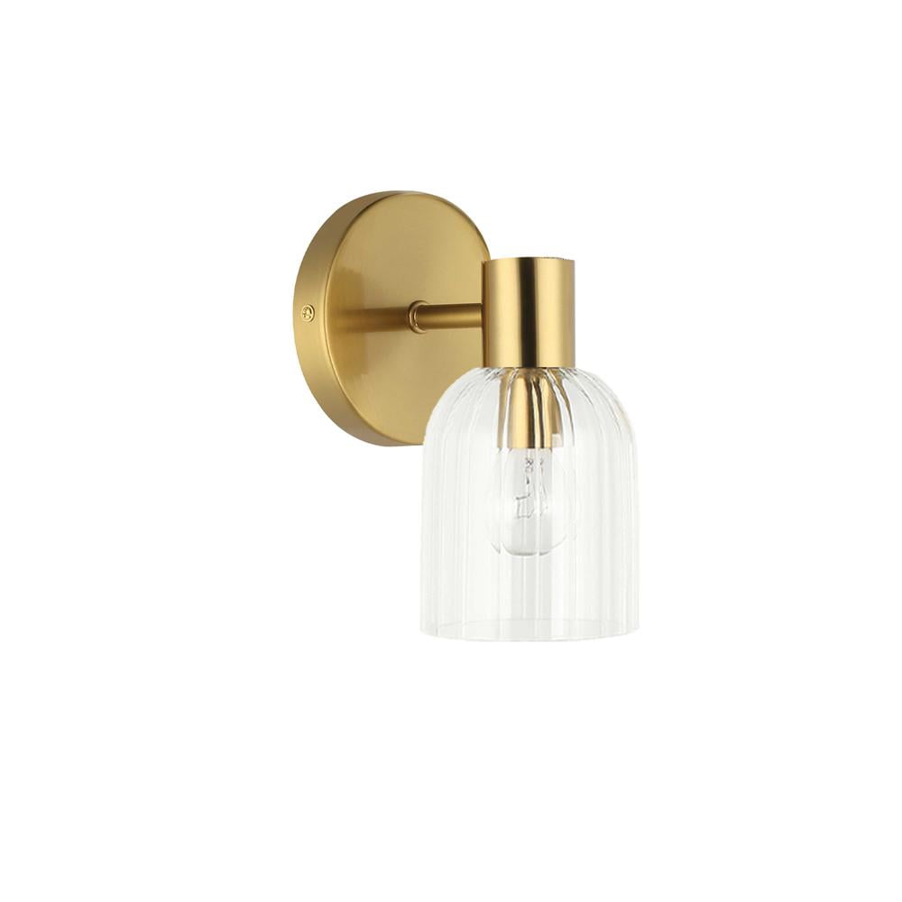 Picture of Dainolite VIE-81W-AGB 1 Light Incandescent Clear Ribbed Glass Vienna Wall Sconce&#44; Aged Brass