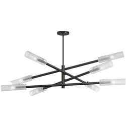 WAN-448C-MB-FR 8 Light Incandescent Frosted Glass Wand Pendant Matte Black -  Dainolite