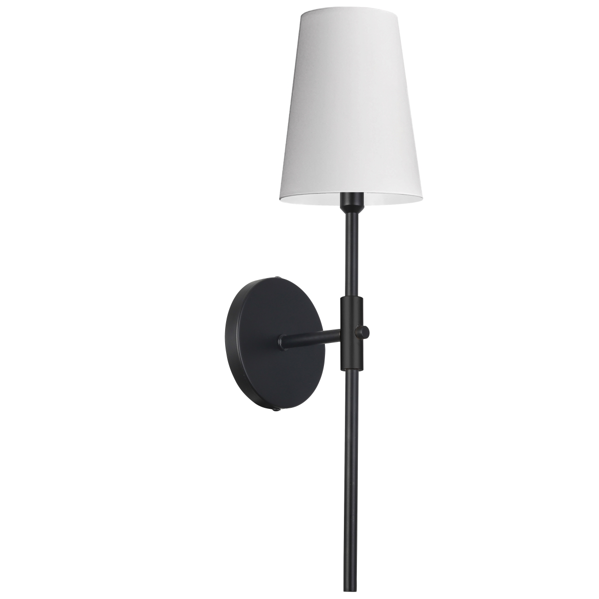 Picture of Dainolite CIN-211W-MB-790 1 Light Incandescent Wall Sconce&#44; Satin Chrome Matte Black with White Shade