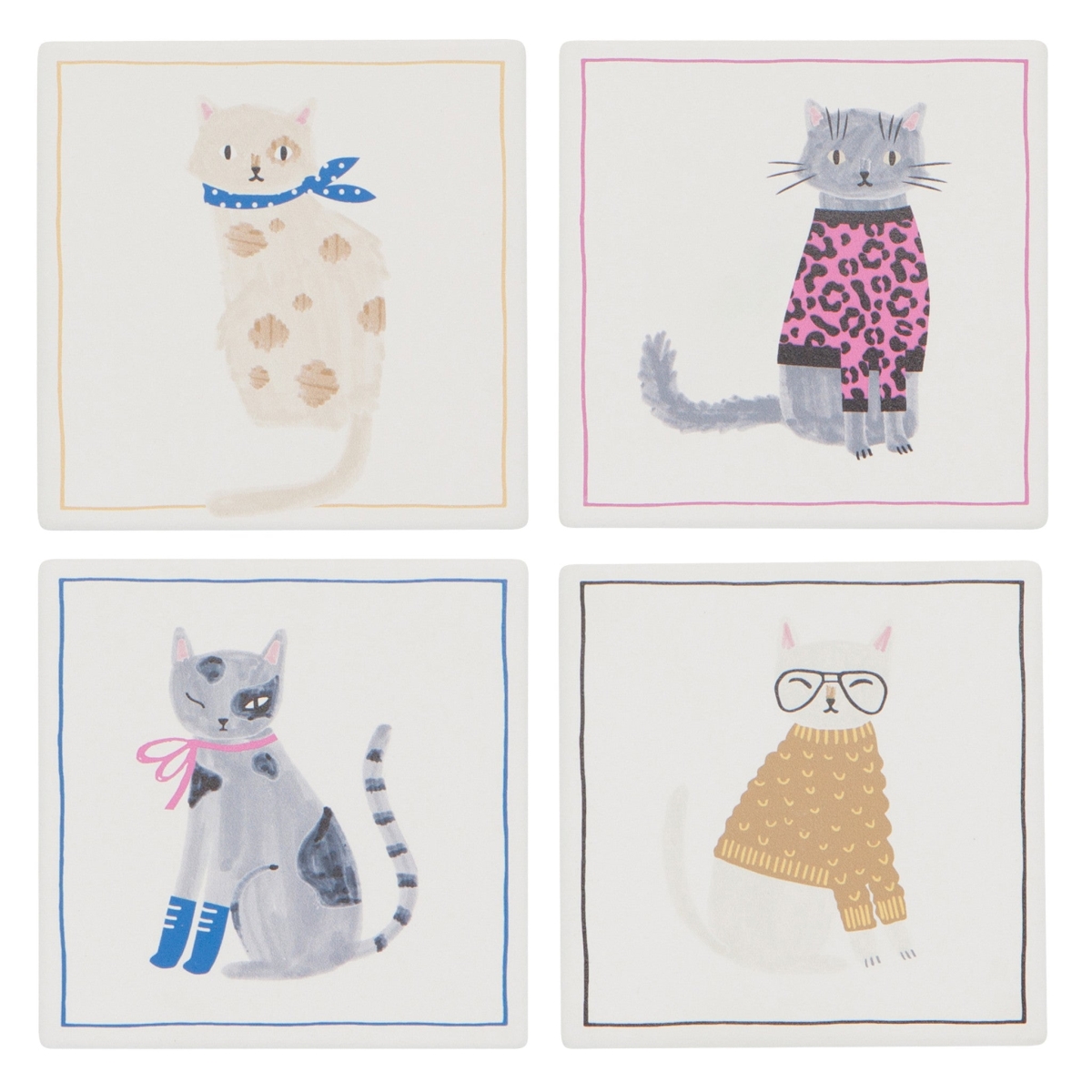 Picture of Danica Brands 1043020 Feline Fine Soak Up Coaster, Set of 4