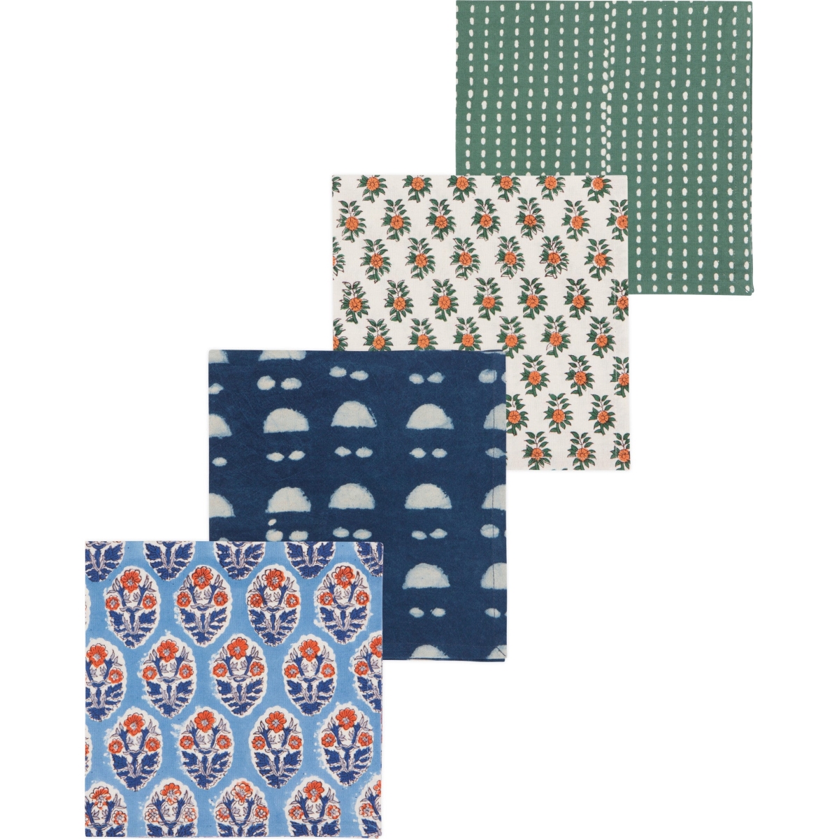 Picture of Danica Brands 1045502 Vista Block Print Napkins, Set of 4