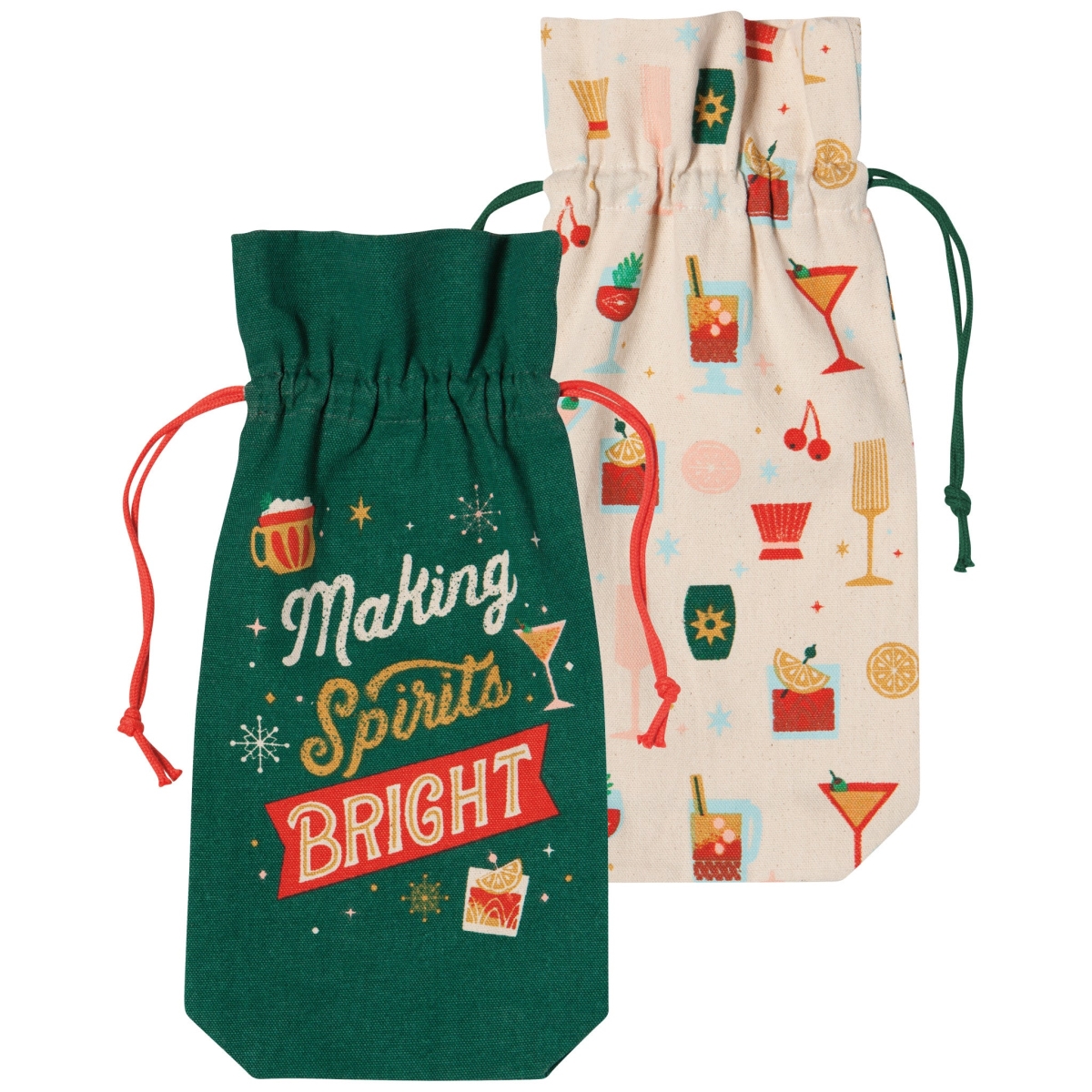 Picture of Danica Brands JTB1138D Spirits Bright Christmas Wine Bags, Set of 2