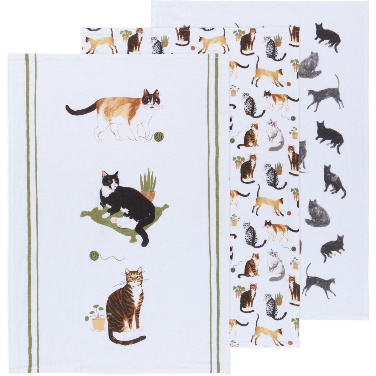 Picture of Danica Brands NKT1192D Cat Collective Bakers Floursack Dishtowels, Set of 3