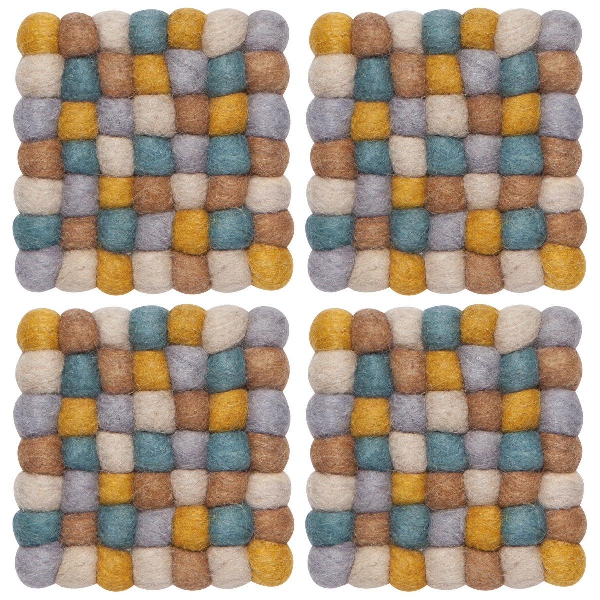 Picture of Danica Brands HCO1365D Ochre Wool Felt Ball Coasters, Set of 4