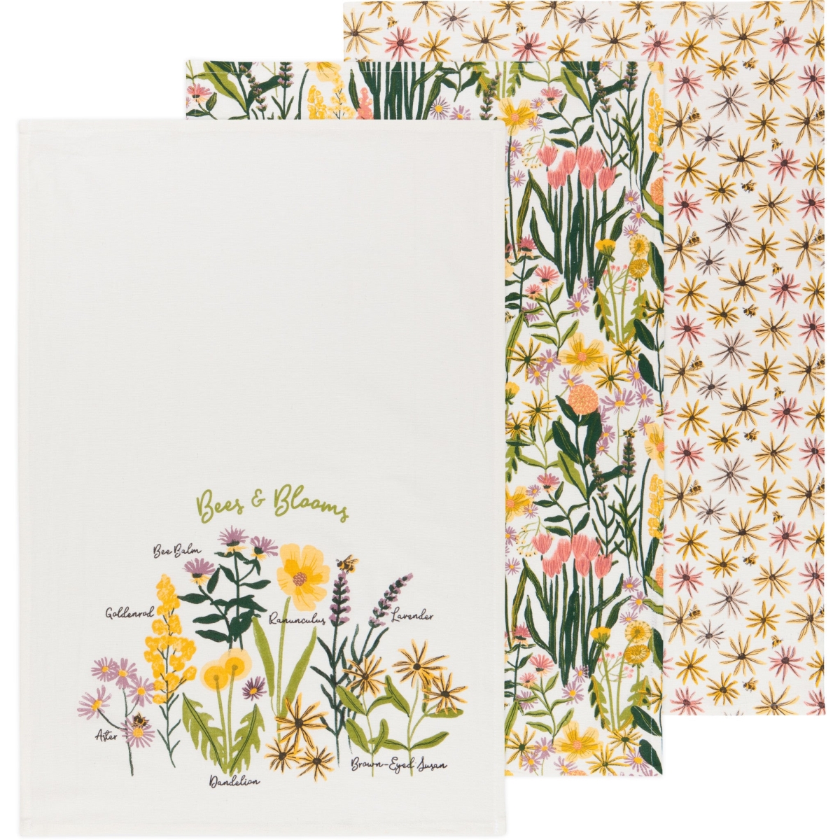 Picture of Danica Brands NKT1815D Bees & Blooms Bakers Floursack Dishtowels, Set of 3
