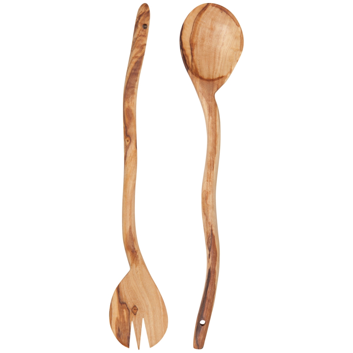 Picture of Danica Brands HKU2196D 2 x 12 in. Olive Wood Wavy Salad Servers - Set of 2