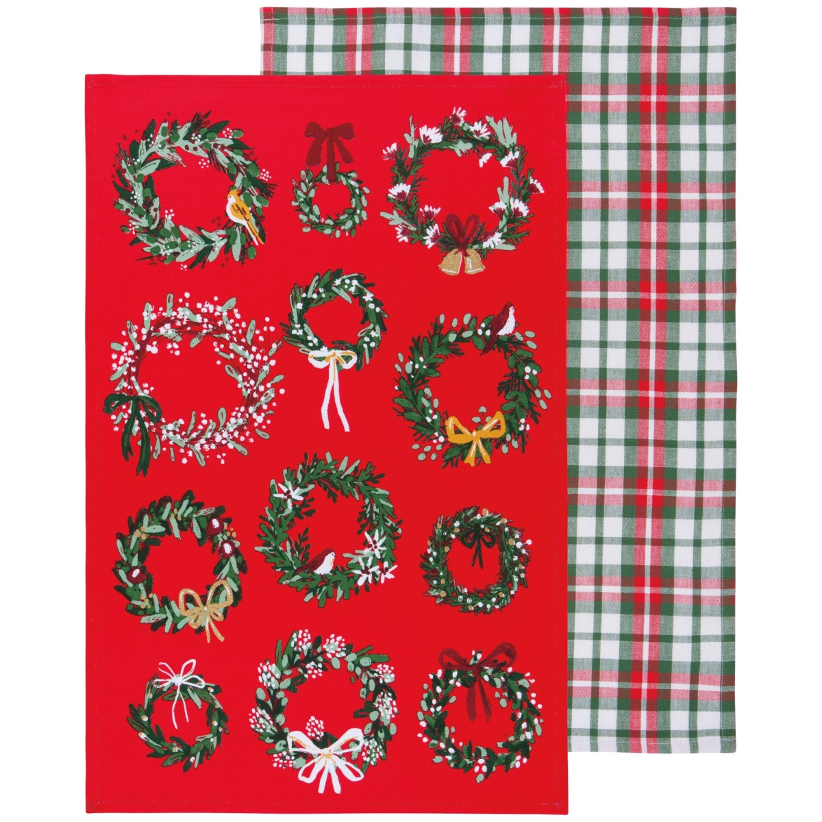 Picture of Danica Brands NKT2444D Wreaths Printed Cotton Dishtowels, Set of 2