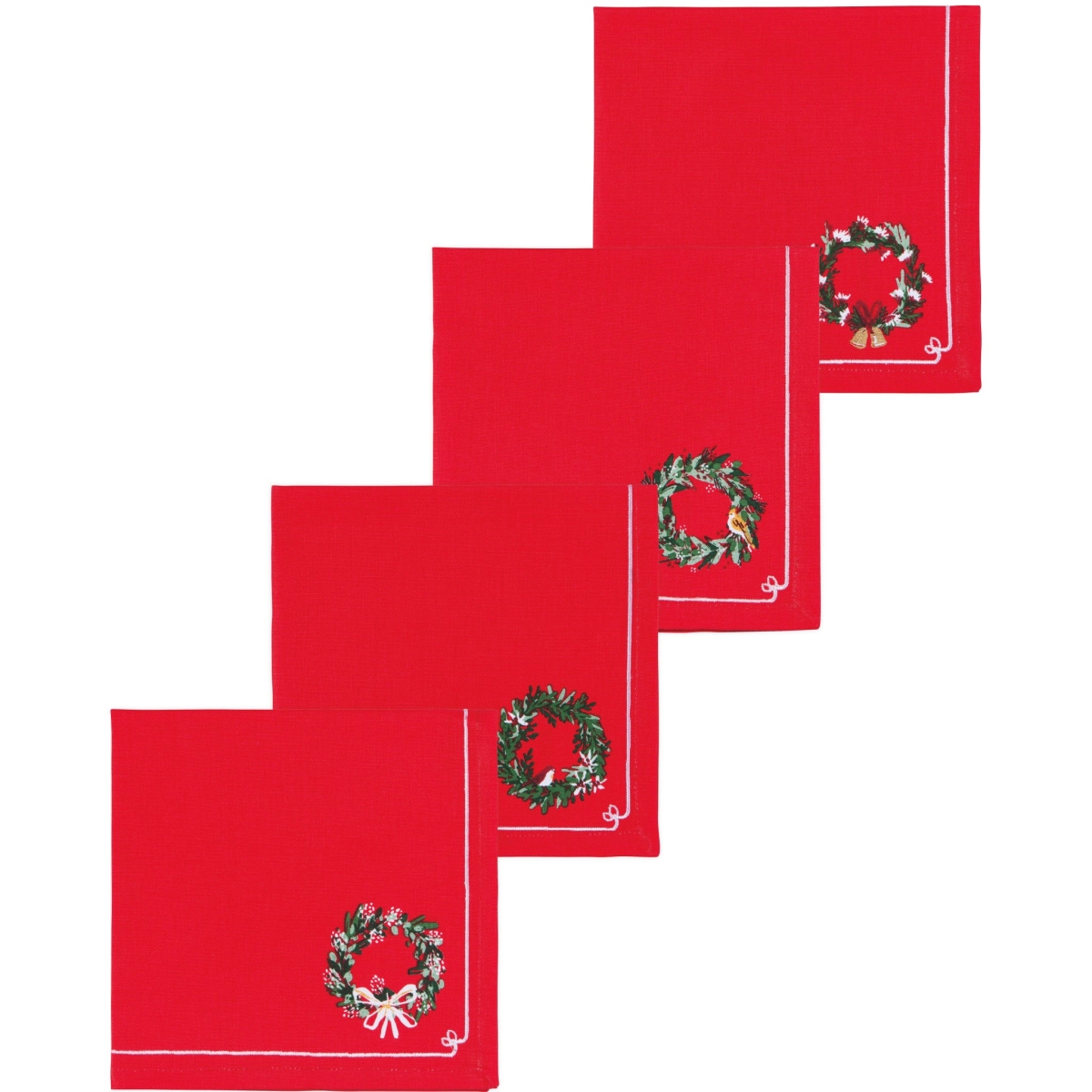Picture of Danica Brands NNP2448D Wreaths Printed Napkins, Set of 4
