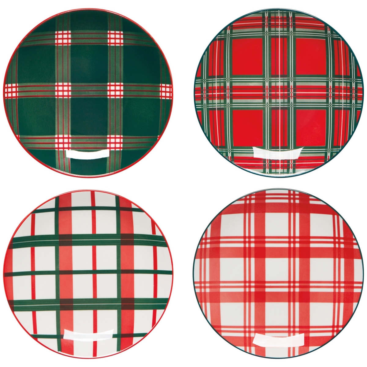 Picture of Danica Brands NPT2369D 6 in. Holiday Plaid Appetizer Plates - Set of 4