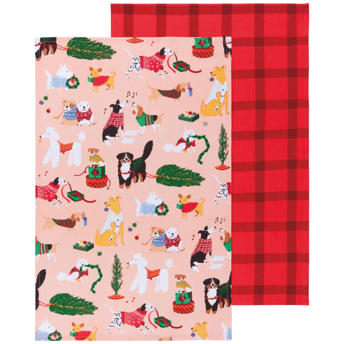 Picture of Danica Brands JKT2614D Holiday Hounds Cotton Dishtowels, Set of 2