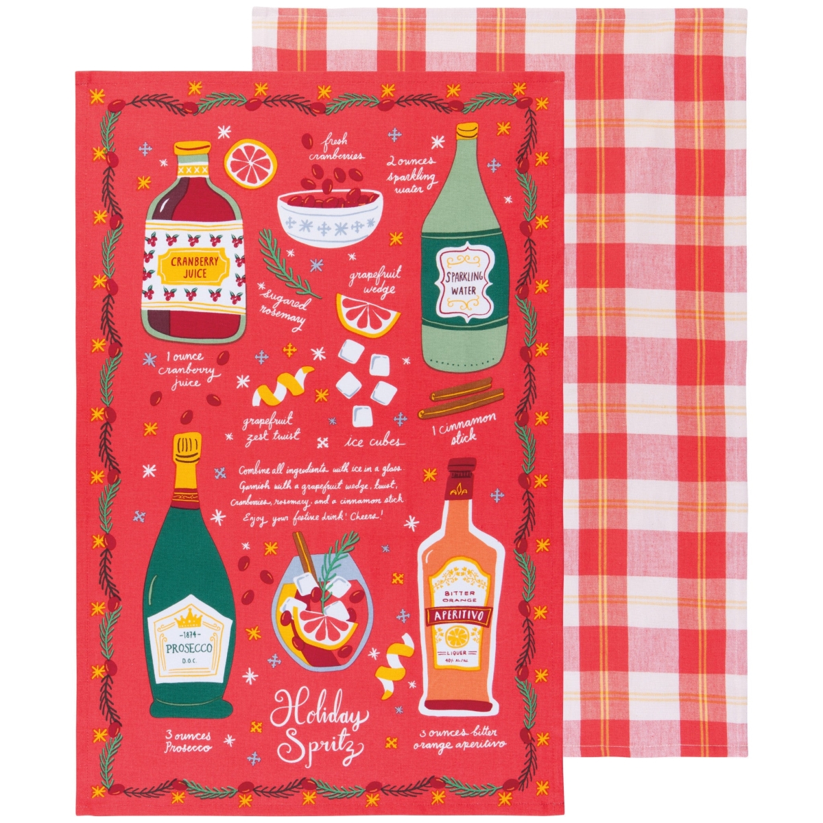Picture of Danica Brands JKT2622D Holiday Spirits Cotton Dishtowels, Set of 2