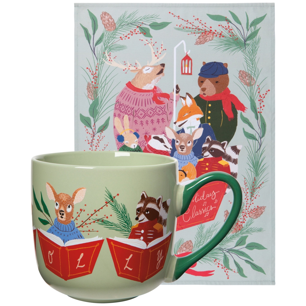 Picture of Danica Brands JMG2665D Woodland Carolers Mug & Dishtowel Set