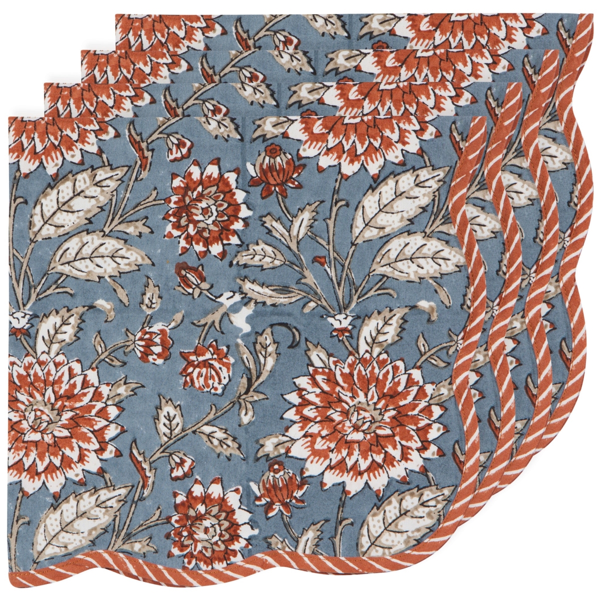 Picture of Danica Brands HNP2838D Dahlia Block Print Napkins, Set of 4
