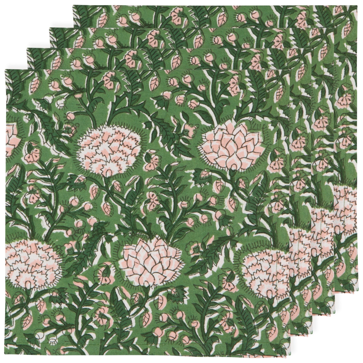 Picture of Danica Brands HNP2862D Peony Block Print Napkins, Set of 4